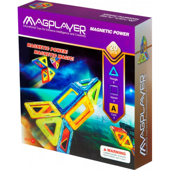 Конструктор магнитный Magplayer 20 элементов (MPA-20) Конструктор магнитный Magplayer 20 элементов (MPA-20)