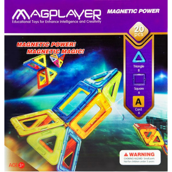 Конструктор магнитный Magplayer 20 элементов (MPA-20) Конструктор магнитный Magplayer 20 элементов (MPA-20)