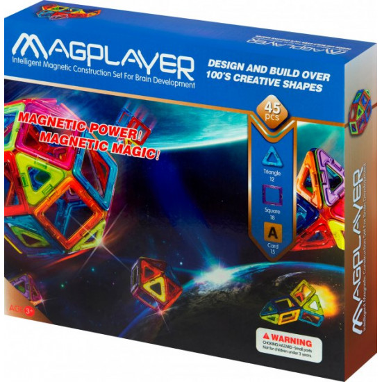 Конструктор магнитный Magplayer 45 элементов (MPA-45) Конструктор магнитный Magplayer 45 элементов (MPA-45)