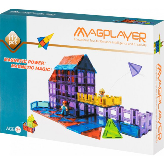 Конструктор Magplayer магнитные плитки 112 деталей (MPL-112) Конструктор Magplayer магнитные плитки 112 деталей (MPL-112)