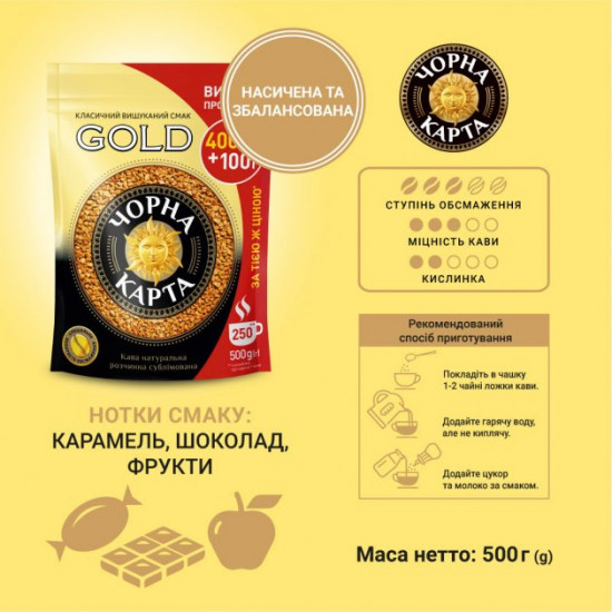 Кава розчинна Чорна Карта Gold 500 г (8719325020601) Кава розчинна Чорна Карта Gold 500 г (8719325020601)