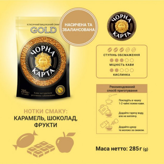 Кава розчинна Чорна Карта Gold 285 г (8718868141637) Кава розчинна Чорна Карта Gold 285 г (8718868141637)