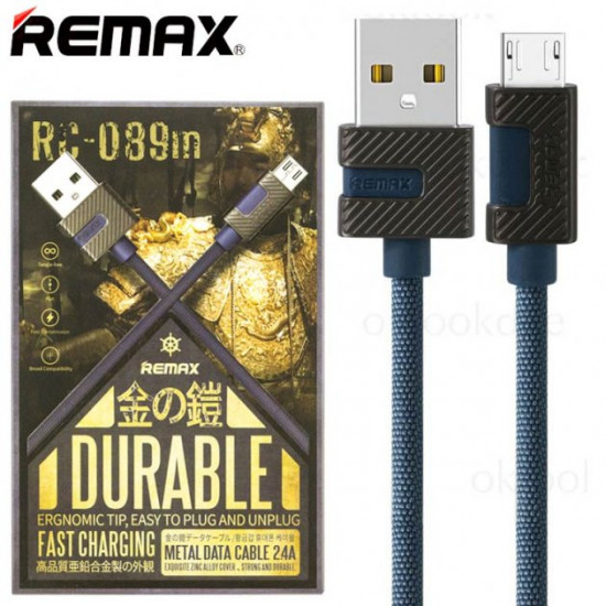 USB кабель Remax RC-089m Metal micro USB синий USB кабель Remax RC-089m Metal micro USB синий