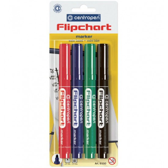 Набір маркерів Centropen Flipchart 2.5 мм 4 кольори (02004) Набір маркерів Centropen Flipchart 2.5 мм 4 кольори (02004)