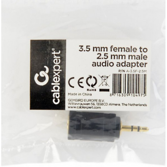 Переходник Cablexpert 3.5 мм - 2.5 мм Черный (A-3.5F-2.5M) Переходник Cablexpert 3.5 мм - 2.5 мм Черный (A-3.5F-2.5M)