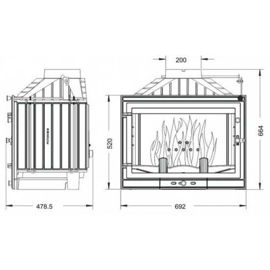Камінна топка Uniflam 700 Standard Eco із шибером Камінна топка Uniflam 700 Standard Eco із шибером