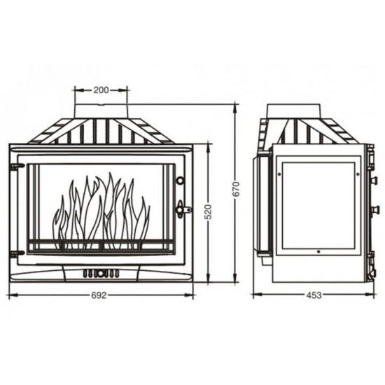 Камінна топка Uniflam 700 Selenic з шибером + ліве бічне скло Камінна топка Uniflam 700 Selenic з шибером + ліве бічне скло