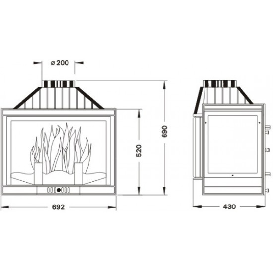 Камінна топка Uniflam 700 Standard із шибером + ліве бічне скло Камінна топка Uniflam 700 Standard із шибером + ліве бічне скло