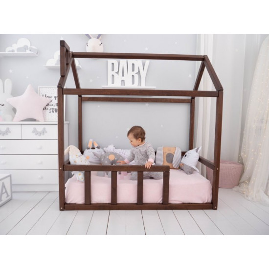Дитяче ліжко будиночок Монтессорі BUSY WOOD Модель 2 120х60 см темна Дитяче ліжко будиночок Монтессорі BUSY WOOD Модель 2 120х60 см темна