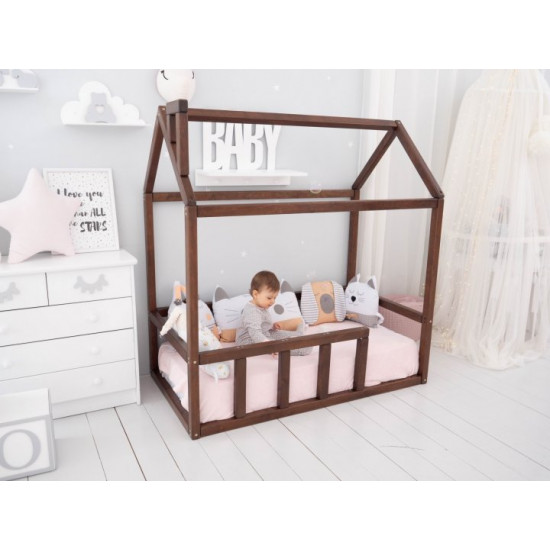Дитяче ліжко будиночок Монтессорі BUSY WOOD Модель 2 120х60 см темна Дитяче ліжко будиночок Монтессорі BUSY WOOD Модель 2 120х60 см темна