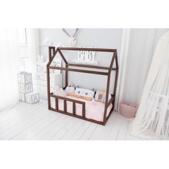 Дитяче ліжко будиночок Монтессорі BUSY WOOD Модель 2 120х60 см темна Дитяче ліжко будиночок Монтессорі BUSY WOOD Модель 2 120х60 см темна