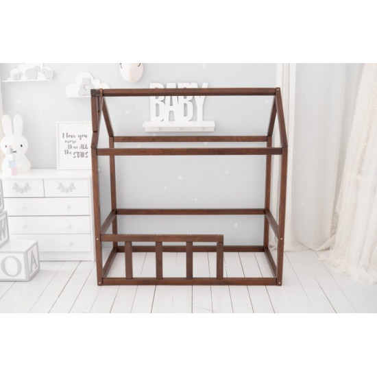Дитяче ліжко будиночок Монтессорі BUSY WOOD Модель 2 120х60 см темна Дитяче ліжко будиночок Монтессорі BUSY WOOD Модель 2 120х60 см темна