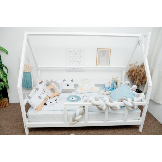 Детская кровать домик Монтессори BUSY WOOD на ножках Модель 1 190х80 см белая Детская кровать домик Монтессори BUSY WOOD на ножках Модель 1 190х80 см белая