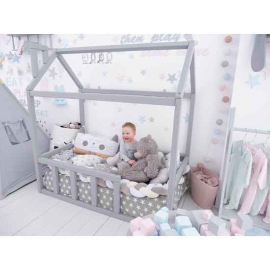Дитяче ліжко будиночок Монтессорі BUSY WOOD Модель 2 120х60 см сіра Дитяче ліжко будиночок Монтессорі BUSY WOOD Модель 2 120х60 см сіра