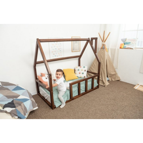 Дитяче ліжко будиночок Монтессорі BUSY WOOD Модель 1 120х60 см темна Дитяче ліжко будиночок Монтессорі BUSY WOOD Модель 1 120х60 см темна