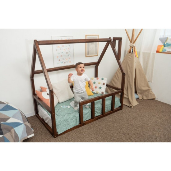 Дитяче ліжко будиночок Монтессорі BUSY WOOD Модель 1 120х60 см темна Дитяче ліжко будиночок Монтессорі BUSY WOOD Модель 1 120х60 см темна