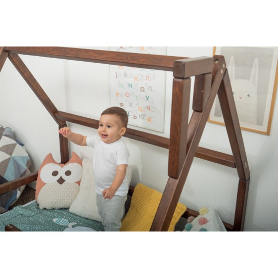 Дитяче ліжко будиночок Монтессорі BUSY WOOD Модель 1 120х60 см темна Дитяче ліжко будиночок Монтессорі BUSY WOOD Модель 1 120х60 см темна