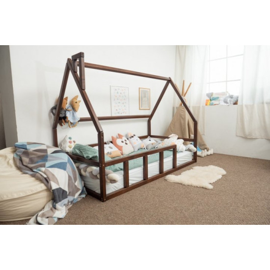 Дитяче ліжко будиночок Монтессорі BUSY WOOD Модель 1 190х80 см темна Дитяче ліжко будиночок Монтессорі BUSY WOOD Модель 1 190х80 см темна