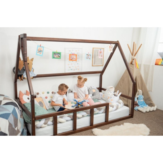 Дитяче ліжко будиночок Монтессорі BUSY WOOD Модель 1 190х80 см темна Дитяче ліжко будиночок Монтессорі BUSY WOOD Модель 1 190х80 см темна