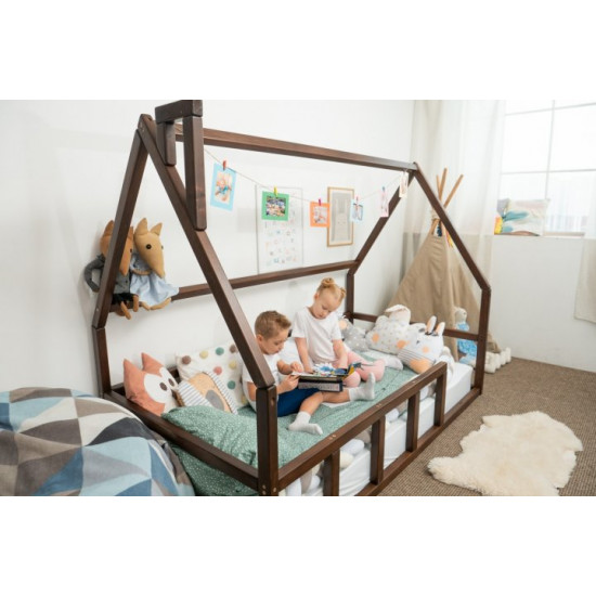Дитяче ліжко будиночок Монтессорі BUSY WOOD Модель 1 190х80 см темна Дитяче ліжко будиночок Монтессорі BUSY WOOD Модель 1 190х80 см темна
