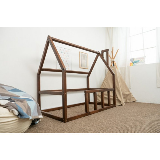 Дитяче ліжко будиночок Монтессорі BUSY WOOD Модель 1 120х60 см темна Дитяче ліжко будиночок Монтессорі BUSY WOOD Модель 1 120х60 см темна