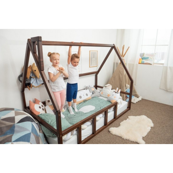 Дитяче ліжко будиночок Монтессорі BUSY WOOD Модель 1 190х80 см темна Дитяче ліжко будиночок Монтессорі BUSY WOOD Модель 1 190х80 см темна