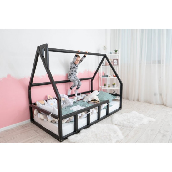 Дитяче ліжко будиночок Монтессорі BUSY WOOD Модель 1 190х90 см чорний