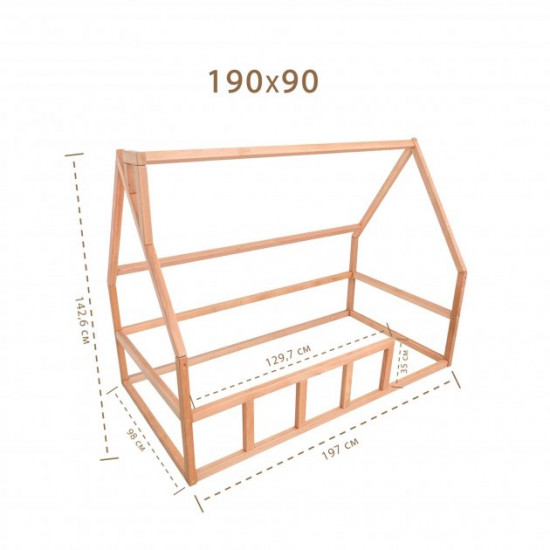 Дитяче ліжко будиночок Монтессорі BUSY WOOD Модель 1 190х90 см чорний
