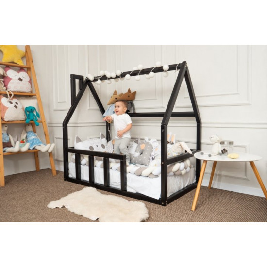 Дитяче ліжко будиночок Монтессорі BUSY WOOD Модель 1 120х60 см чорний