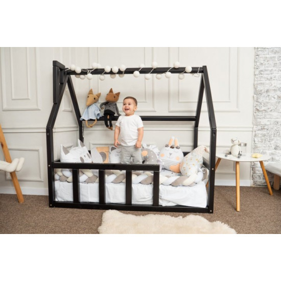 Дитяче ліжко будиночок Монтессорі BUSY WOOD Модель 1 120х60 см чорний