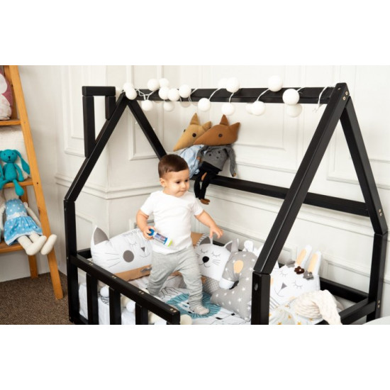 Дитяче ліжко будиночок Монтессорі BUSY WOOD Модель 1 120х60 см чорний
