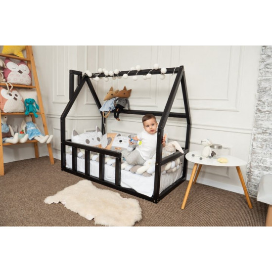 Дитяче ліжко будиночок Монтессорі BUSY WOOD Модель 1 120х60 см чорний