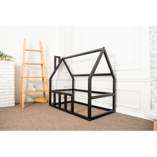 Дитяче ліжко будиночок Монтессорі BUSY WOOD Модель 1 120х60 см чорний