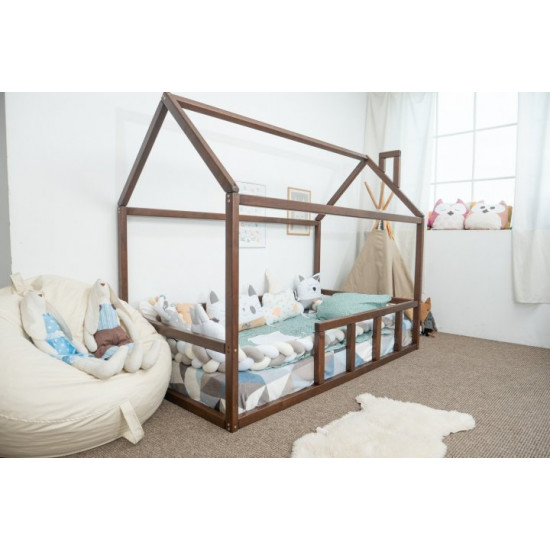 Дитяче ліжко будиночок Монтессорі BUSY WOOD Модель 2 200х90 см темна