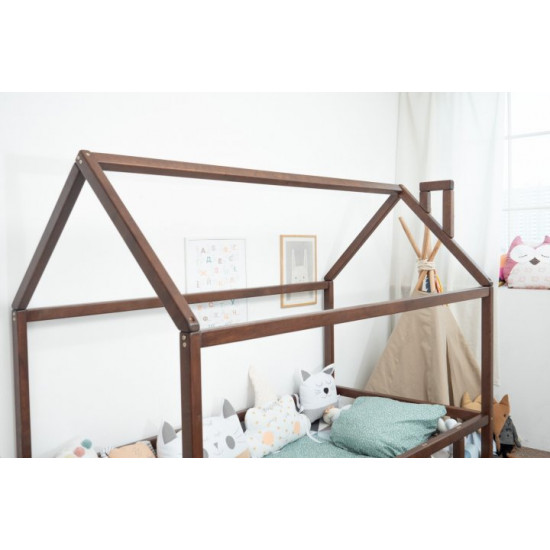 Дитяче ліжко будиночок Монтессорі BUSY WOOD Модель 2 200х90 см темна