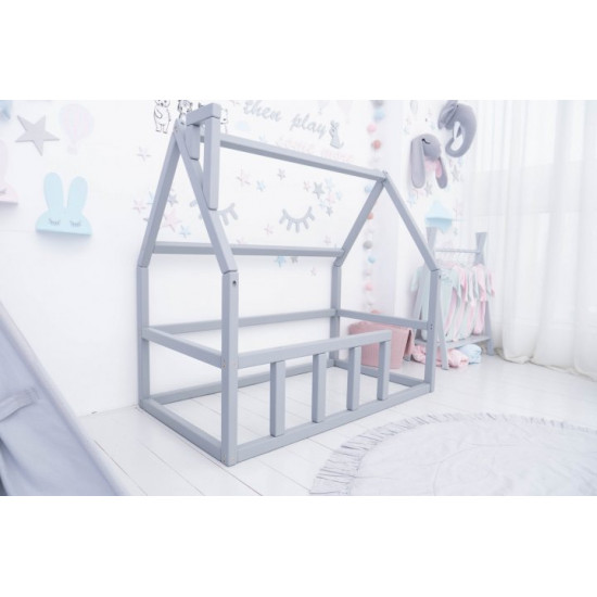 Дитяче ліжко будиночок Монтессорі BUSY WOOD Модель 1 120х60 см сіра
