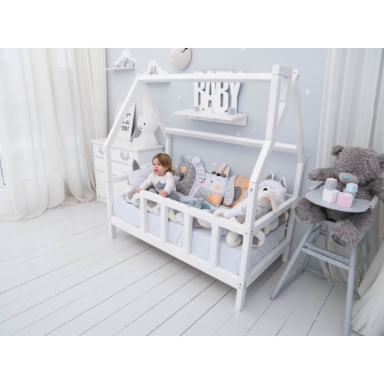 Детская кровать домик Монтессори BUSY WOOD на ножках Модель 1 120х60 см белый Детская кровать домик Монтессори BUSY WOOD на ножках Модель 1 120х60 см белый
