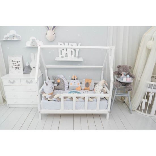 Детская кровать домик Монтессори BUSY WOOD на ножках Модель 1 120х60 см белый Детская кровать домик Монтессори BUSY WOOD на ножках Модель 1 120х60 см белый
