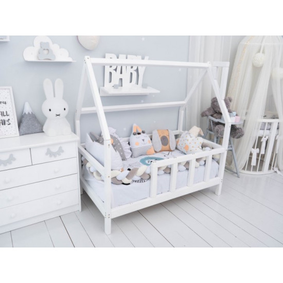 Детская кровать домик Монтессори BUSY WOOD на ножках Модель 1 120х60 см белый Детская кровать домик Монтессори BUSY WOOD на ножках Модель 1 120х60 см белый