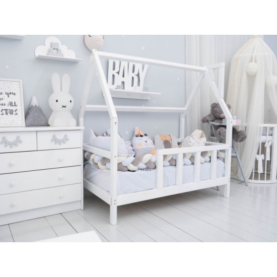 Детская кровать домик Монтессори BUSY WOOD на ножках Модель 1 120х60 см белый Детская кровать домик Монтессори BUSY WOOD на ножках Модель 1 120х60 см белый