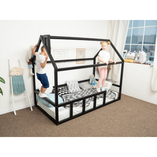 Дитяче ліжко будиночок Монтессорі BUSY WOOD Модель 2 190х80 см чорний