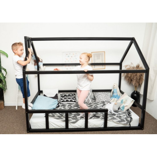 Дитяче ліжко будиночок Монтессорі BUSY WOOD Модель 2 190х80 см чорний