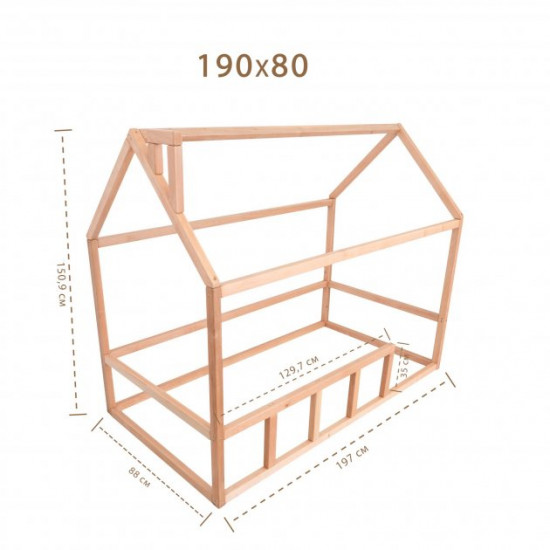 Дитяче ліжко будиночок Монтессорі BUSY WOOD Модель 2 190х80 см чорний