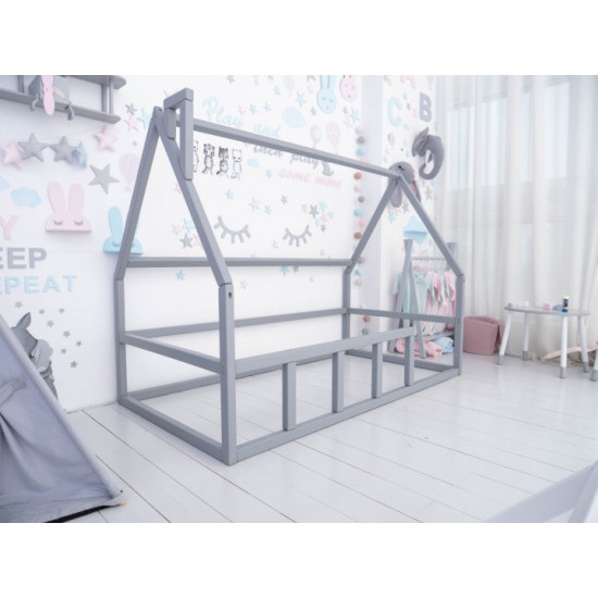 Дитяче ліжко будиночок Монтессорі BUSY WOOD Модель 1 200х90 см сіра Дитяче ліжко будиночок Монтессорі BUSY WOOD Модель 1 200х90 см сіра