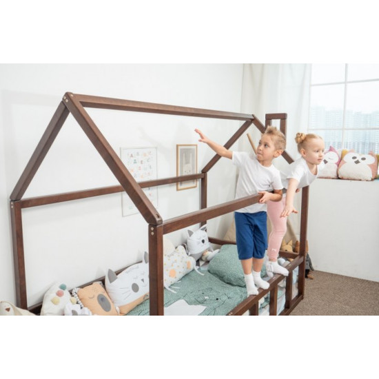 Дитяче ліжко будиночок Монтессорі BUSY WOOD Модель 2 190х80 см темна