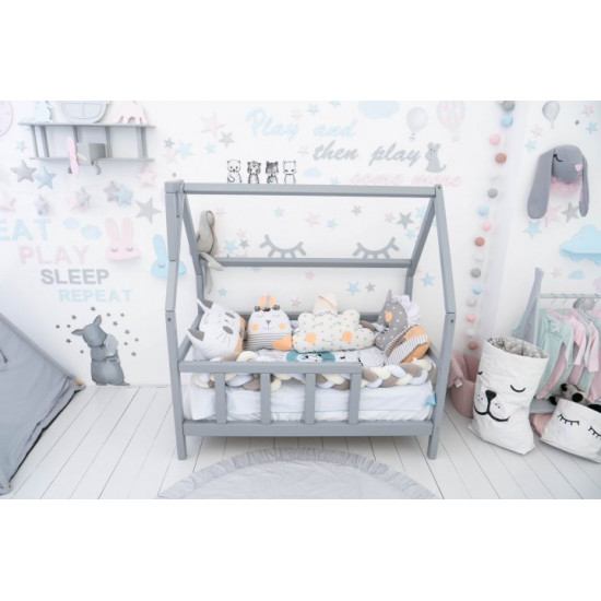 Детская кровать домик Монтессори BUSY WOOD на ножках Модель 1 120х60 см серый Детская кровать домик Монтессори BUSY WOOD на ножках Модель 1 120х60 см серый
