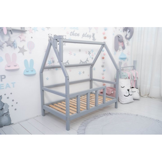 Детская кровать домик Монтессори BUSY WOOD на ножках Модель 1 120х60 см серый Детская кровать домик Монтессори BUSY WOOD на ножках Модель 1 120х60 см серый