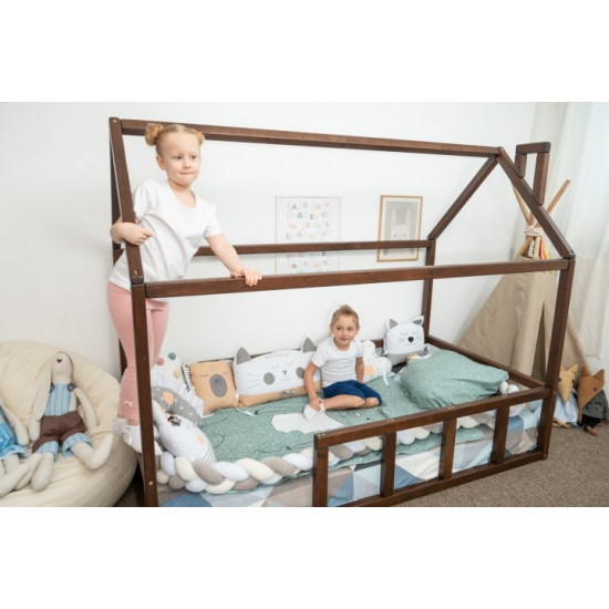 Дитяче ліжко будиночок Монтессорі BUSY WOOD Модель 2 190х90 см темна Дитяче ліжко будиночок Монтессорі BUSY WOOD Модель 2 190х90 см темна
