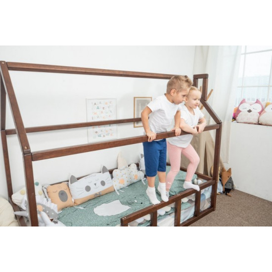 Дитяче ліжко будиночок Монтессорі BUSY WOOD Модель 2 190х90 см темна Дитяче ліжко будиночок Монтессорі BUSY WOOD Модель 2 190х90 см темна
