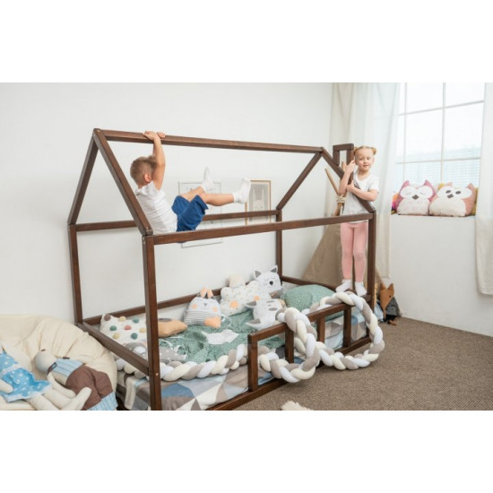 Дитяче ліжко будиночок Монтессорі BUSY WOOD Модель 2 190х90 см темна Дитяче ліжко будиночок Монтессорі BUSY WOOD Модель 2 190х90 см темна
